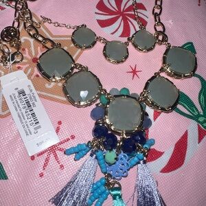 Beautiful Lilly Pulitzer Gold and Blue Tassel Necklace 💙